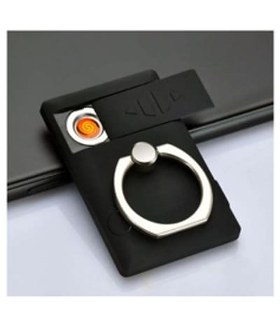 Orisys Ring Lighter Metal Phone Ring Stand Holder Cellphone Finger Grip 360 Degree Rotation Cool Cigarette Lighter